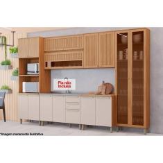 Imagem de Cozinha Modulada Completa Requinte 7 Peças (2Aéreos+2Balcões+2Paneleiros+1Complemento) CZ102 Nature/Nature/Areia - Henn