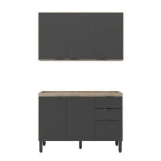 Imagem de Cozinha Modulada Composição 9 Firenze 2 Peças Avena/Grafito - Demóbile