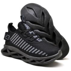 Imagem de Kit 2 Tênis Esportivo Sola Trançada Masculino Treinos Leve e Confortável Black e Bordô-Masculino