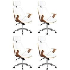 Imagem de Kit 4 Cadeiras de Escritório Presidente Giratória com Apoia Cabeça Off