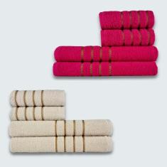 Imagem de Jogo De Toalhas 8 Pe? A Cole??O Montreal 100% Algod? O Rosa + bege