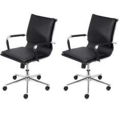 Imagem de Kit 2 Cadeiras para Escritório Diretor Design Italiano Estofada em mat