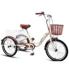 Imagem de Triciclo adulto de velocidade única para uso externo, 3 rodas, estrutura de aço carbono com cesta de tamanho grande para recreação, compras, exercícios, piquenique, ciclismo, pedalada
