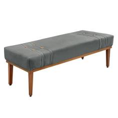 Imagem de Recamier Decorativo 195cm Kors Veludo Pés De Madeira Cinza G63 - Gran