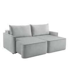 Imagem de Sofá 2 Lugares Retrátil Moon com USB Linho Gelo - Estofart