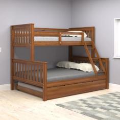 Imagem de Beliche Woodstore Casal Solteiro De Madeira + Cama Aux Casal