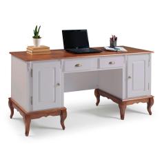 Imagem de Escrivaninha Hannover 2 Portas e 2 Gavetas Divisor de Ambiente 60813 Linz Moveis - Off White/Imbuia