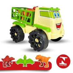Imagem de Caminhão Brinquedo Miniatura Infantil Grande 13 Dinossauros - Caminhão