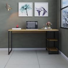 Imagem de Mesa C-estante Baixa 150x64x75cm C-02 Prateleiras Lâmina Mel - Est.preta Lâmina Mel - Est.preta