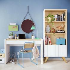 Imagem de Escrivaninha Com Estante Smart Link Moov Branco Fosco