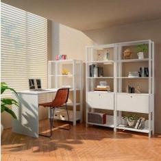 Imagem de Conjunto Home Office 3 Peças 1 Escrivaninha 2 Estantes Match Branco