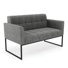 Imagem de Sof  Namoradeira Elisa Linho Grafite A26 Base Met lica Indust