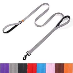 Imagem de lynxking Coleira de treinamento para cães com alça dupla para cães, resistente, 1,8 m, 2 alças acolchoadas, guia longo reflexivo de segurança para cães pequenos, médios e grandes