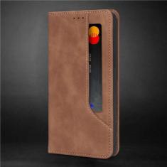 Imagem de Capa magnética retro flip de couro de luxo para Samsung Galaxy S23 S22 S21 S20 FE S10 S9 Note 20 10 9 Plus Ultra Capa de telefone tipo carteira, marrom, para Galaxy S20 Plus