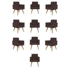 Imagem de Kit 10 Cadeiras Poltronas Decorativa - Escritório - Recepção Cor:marrom