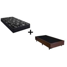 Imagem de Cama Box Solteiro 88 Tecido Sintético Marrom com Colchão Lisboa Espuma D28 Preto