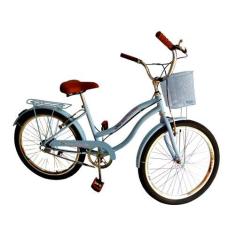 Imagem de Bicicleta aro 24 retrô vintage sem marchas com cesta azulbb - Maria Cl