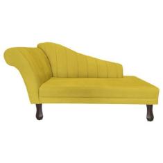 Imagem de Recamier Divã Para Sala Cecilia Pés Retro Tabaco 1.60cm Suede Amarelo