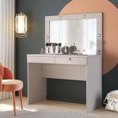 Imagem de Penteadeira Camarim 02 Gavetas com Iluminação LED - Off White - Capricho