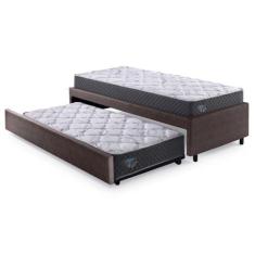 Imagem de Bicama Box Solteiro Marrom 88x188 com Dois Colchões Adapto Molas Ensac