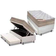 Imagem de Conjunto Box Baú Solteiro: Colchão Molas Castor Bonnel Revolution + Ba