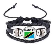 Imagem de DIYthinker Pulseira Made in Tanzania Country Love Pulseira de couro trançado com contas