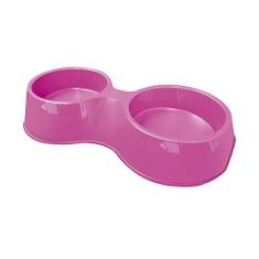 Imagem de Comedouro plástico Pop duplo para cães e gatos Furacão Pet n1 - 500 ml (rosa)