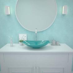 Imagem de Cuba De Apoio Para Banheiro L45 Lux Canoa Compace  Turquesa