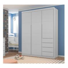 Imagem de Guarda Roupa Infantil Diamante 3 Portas 4 Gavetas 100% MDF Cor Cinza - Phoenix Baby