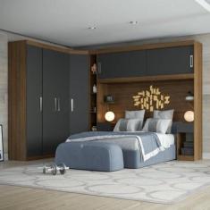 Imagem de Conjunto para Quarto com Guarda Roupa Modular Gênova Plus Ipê Wood/Grafite
