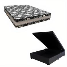 Imagem de Cama Base Box Baú Casal Super Black Sintético Preto + Colchão Casal Su