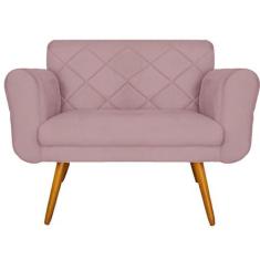 Imagem de Namoradeira Decorativa Estofada Para Sala Estar Isabella Suede Rosê -