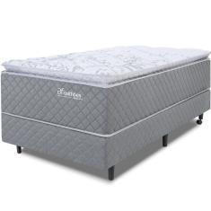 Imagem de Cama Box com Colchão Solteiro Molas Ensacadas Pillow Top Premium Sleep Cinza 88x188cm bf Colchões
