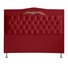 Imagem de Cabeceira De Cama Box Helena King 195 Cm Capitonê Retro Botão Encapados Suede Vermelho Eli Móveis