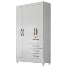 Imagem de Guarda Roupa Solteiro Sobral 4 Portas e 4 Gavetas - Moval Branco