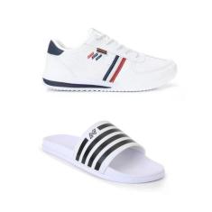 Imagem de Kit Tênis Branco Enfermagem Medico Masculino Chinelo Sandália Slide -