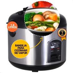 Imagem de Panela Elétrica Arroz Inox 1.8L 10 Xícaras Vaporeira 127V