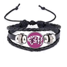 Imagem de DIYthinker Pulseira de couro trançado com contas do zodíaco da China Ano Novo de porco