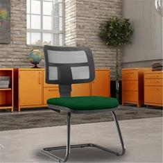 Imagem de Kit 02 Cadeiras de Escritório Recepção Fixa Zip L02 Crepe Verde Musgo - Lyam Decor