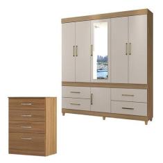 Imagem de Cômoda Astral E Guarda Roupa Casal Guarujá Amêndola Off White - Demóbi