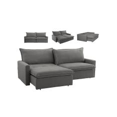 Imagem de Sofá Cama Califórnia Retrátil Espuma D28 Tecido Suede Zarat Cinza