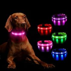 Imagem de MASBRILL Coleiras para cães iluminadas - Coleira de LED RGB recarregável para cães iluminada resistente à água que brilha à noite coleira para cães pequenos, médios e grandes