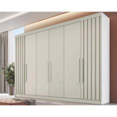 Imagem de Guarda Roupa Casal 6 Portas (2 Ripadas) e 6 Gavetas Potente Off White - Europa