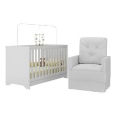 Imagem de Berço 3 em 1 com Colchão e Poltrona Amamentação Multimóveis Mp4159 Branco