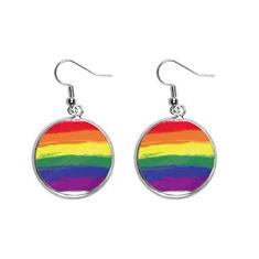 Imagem de Brinco feminino de prata LGBT LGBT Stippling Rainbow Gay