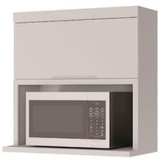 Imagem de Armário Aéreo Nesher Marquesa em MDF 15mm com Nicho para Micro-ondas, 1 Porta e 1 Prateleira - 80cm de largura