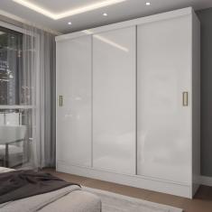 Imagem de Guarda-Roupa Solteiro Triunfo 3 Portas 2 Gavetas Flex Branco/ônix - Panorama Móveis