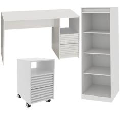 Imagem de Escrivaninha Estante e Gaveteiro Para Escritorio MEX74X50X75 Branco Tecno Mobili