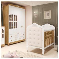 Imagem de Quarto de Bebê Guarda-roupa com Janelas e Berço com Capitonê Maya Clás