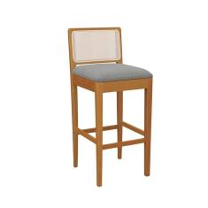 Imagem de Banqueta em Madeira Maciça Sara Kappesberg Boucle Cinza Tela Bege